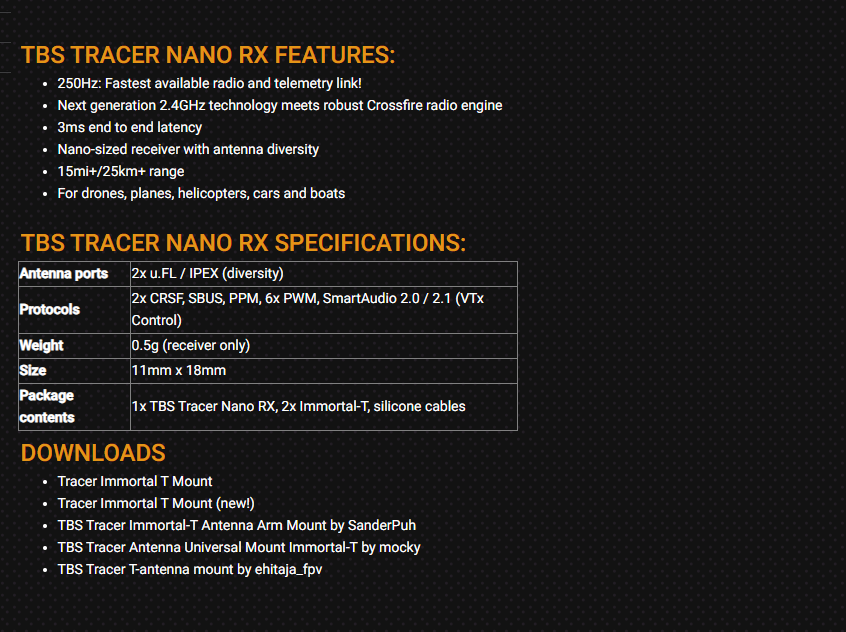 2026 TBS TRACER NANO RX - FPV  - Tbs Fpv Tracer recensie en prijs